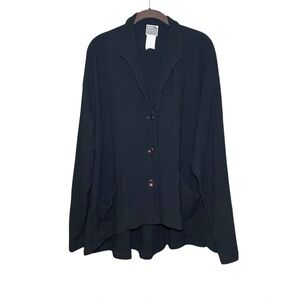 Lilith Black Minimalist Button Front Jacket Blazer Avant Garde Lagenlook Large